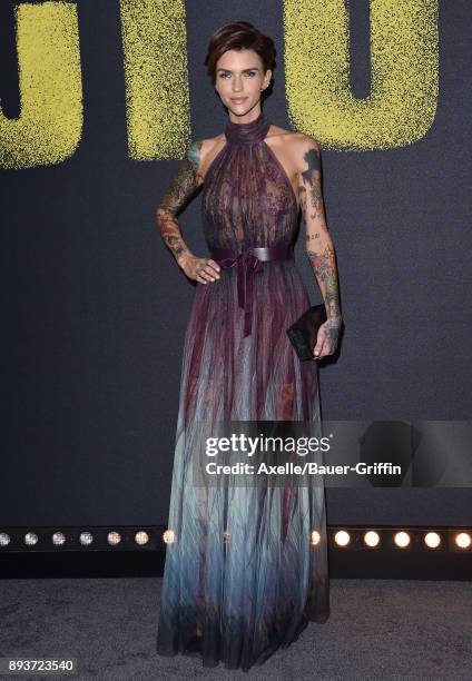 Actress Ruby Rose arrives at the premiere of Universal Pictures' 'Pitch Perfect 3' at Dolby Theatre on December 12, 2017 in Hollywood, California.