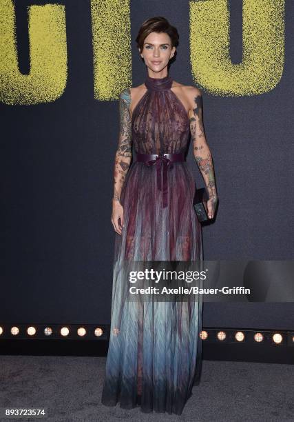 Actress Ruby Rose arrives at the premiere of Universal Pictures' 'Pitch Perfect 3' at Dolby Theatre on December 12, 2017 in Hollywood, California.