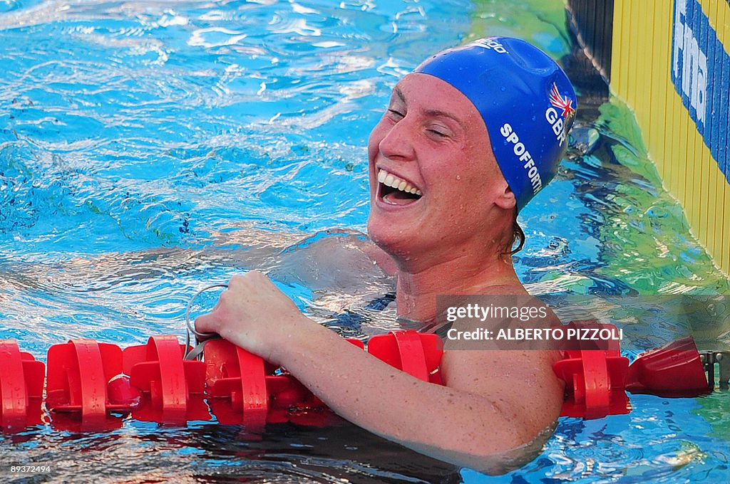 Great Britain's Gemma Spofforth celebrat