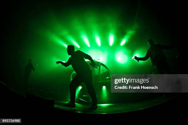 Members of the German band Die Orsons perform live on stage during a concert at the Huxleys on December 15, 2017 in Berlin, Germany.