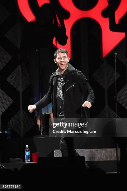 Nick Jonas performs onstage during Power 96.1s Jingle Ball 2017 Presented by Capital One at Philips Arena on December 15, 2017 in Atlanta, Georgia.