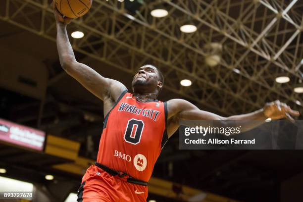 Jaylen Johnson of the Windy City Bulls dunks the ball against the Canton Charge on December 15, 2017 at the Canton Memorial Civic Center in Canton,...