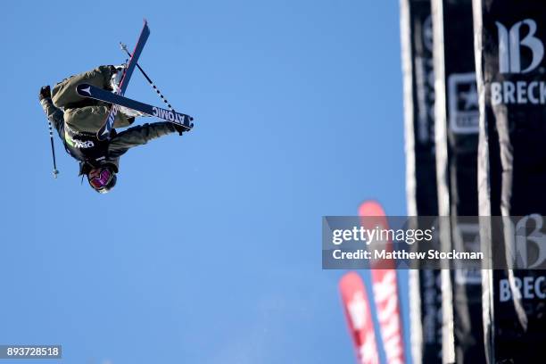 Mike Riddle of Canada competes in the Men's Pro Ski Superpipe Final during Day 3 of the Dew Tour on December 15, 2017 in Breckenridge, Colorado.