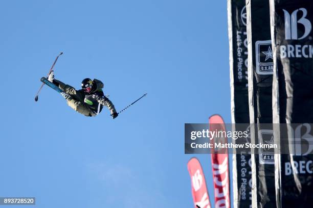 Mike Riddle of Canada competes in the Men's Pro Ski Superpipe Final during Day 3 of the Dew Tour on December 15, 2017 in Breckenridge, Colorado.