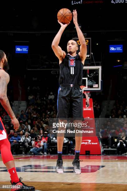 Brice Johnson of the LA Clippers shoots the ball during the game against the Washington Wizards on December 15, 2017 at Capital One Arena in...