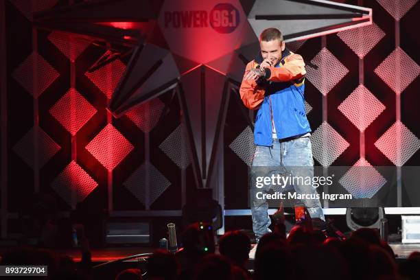 Liam Payne performs onstage during Power 96.1s Jingle Ball 2017 Presented by Capital One at Philips Arena on December 15, 2017 in Atlanta, Georgia.