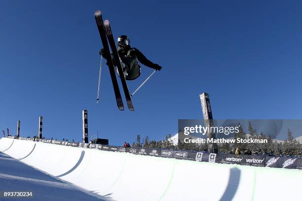 Brita Sigourney of the United States competes in the Women's Pro Ski Superpipe Final during Day 3 of the Dew Tour on December 15, 2017 in...