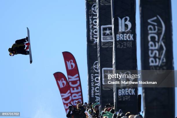 Scotty James of the United States competes in the Men's Pro Snowboard Superpipe Final during Day 3 of the Dew Tour on December 15, 2017 in...