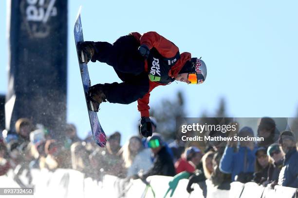 Ben Ferguson of the United States competes in the Men's Pro Snowboard Superpipe Final during Day 3 of the Dew Tour on December 15, 2017 in...