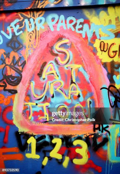 Detail fo the mural painted during BROCKHAMPTON and Spotify host an event for their biggest fans to celebrate the launch of their new album...