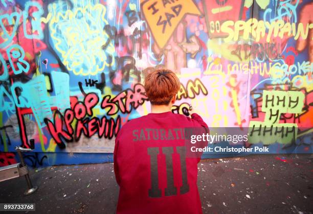 Members of the band BROCKHAMPTON painte a mural during BROCKHAMPTON and Spotify host an event for their biggest fans to celebrate the launch of their...