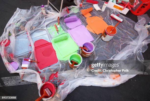 View of the paint used to paint the mural during BROCKHAMPTON and Spotify host an event for their biggest fans to celebrate the launch of their new...