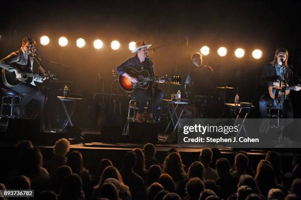 Bo Rinehart,Josh Lovelace, Bear Rinehart, Randall Harris, and Seth M. Bolt of the band Needtobreathe performs at Brown Theatre on December 15, 2017...