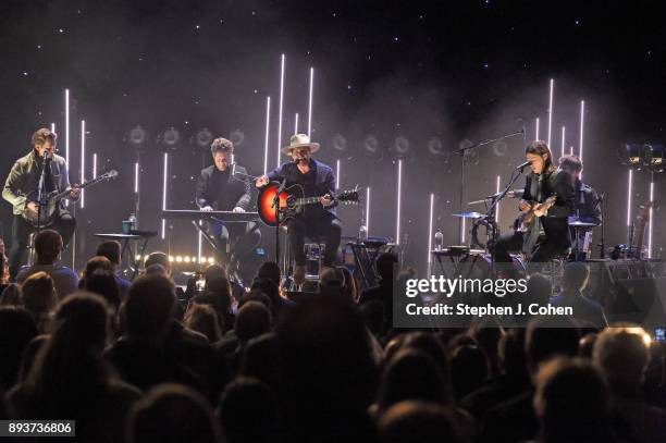 Bo Rinehart,Josh Lovelace, Bear Rinehart, Randall Harris, and Seth M. Bolt of the band Needtobreathe performs at Brown Theatre on December 15, 2017...