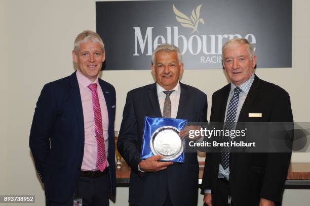 Owner of Angelucci after winning the Sheamus Mills Bloodstock Handicap at Caulfield Racecourse on December 16, 2017 in Caulfield, Australia.