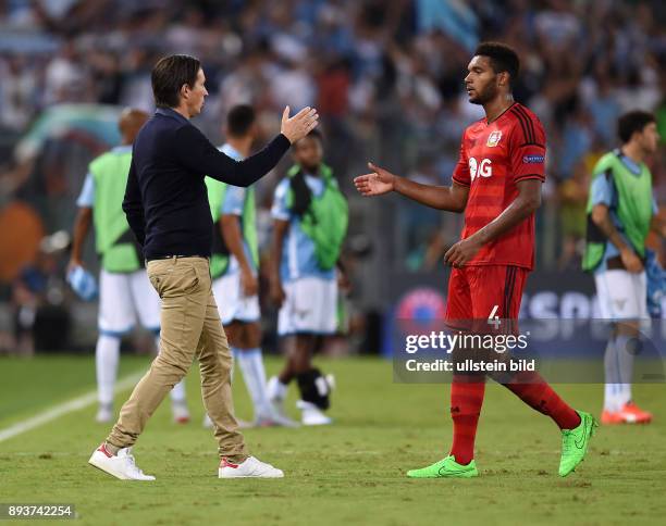 Fussball International Champions League Saison 2015/2016 Qualifikation Lazio Rom - Bayer 04 Leverkusen Enttaeuschung Bayer 04 Leverkusen: Trainer...