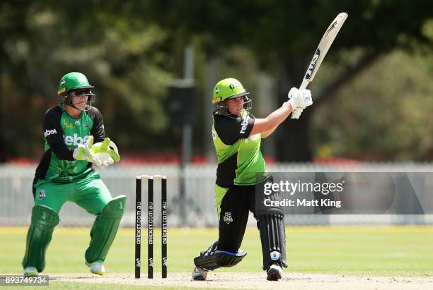 Rachel Priest of the Thunder bats during the Women's Big Bash League match between the Melbourne Stars and the Sydney Thunder at Horwall Oval on...