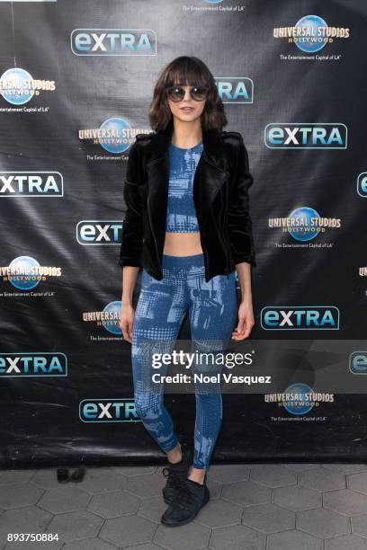 Nina Dobrev visits "Extra" at Universal Studios Hollywood on December 15, 2017 in Universal City, California.