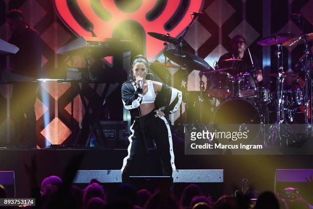 Demi Lovato performs onstage during Power 96.1s Jingle Ball 2017 Presented by Capital One at Philips Arena on December 15, 2017 in Atlanta, Georgia.