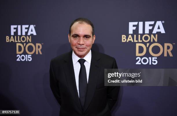 Fussball International FIFA Ballon d Or 2015 in Zuerich Weltfussballer 2015: Kandidat fuer das Amt des FIFA Praesidenten; H.R.H. Prinz Ali BIN AL...