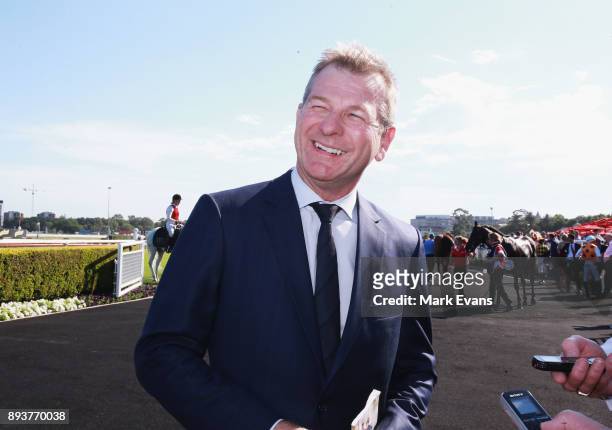 Trainer Kris Lees smiles after his horse Zestful won race 8 during Sydney Racing at Royal Randwick Racecourse on December 16, 2017 in Sydney,...