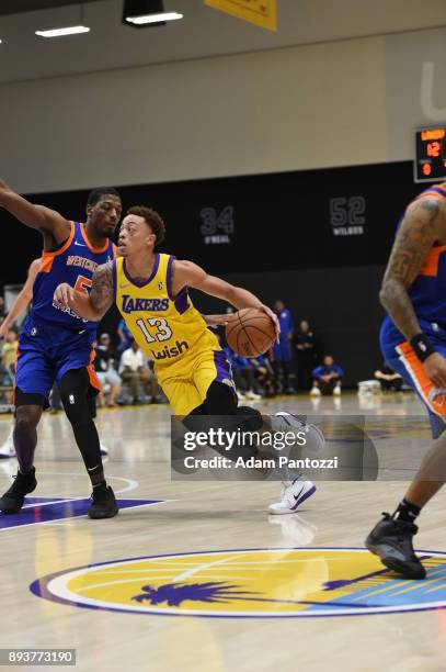 Stephan Branch of the South Bay Lakers drives to the basket against the Westchester Knicks during an NBA G-League game on December 15, 2017 at UCLA...