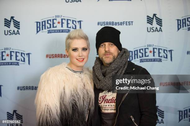 Shawna Thompson and Keifer Thompson of Thompson Square during Base*FEST Powered by USAA on December 15, 2017 at Naval Air Station Pensacola, Florida.