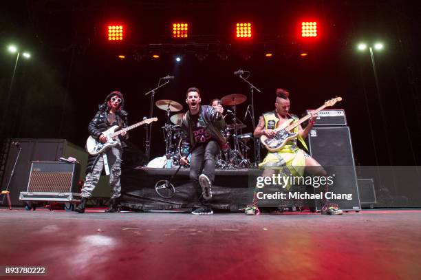 JinJoo Lee, Joe Jonas, Jack Lawless and Cole Whittle of DNCE perform during Base*FEST Powered by USAA on December 15, 2017 at Naval Air Station...