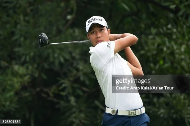 Danthai Boonma of Thailand pictured during the round three of the 2017 Indonesian Masters at Royale Jakarta Golf Club on December 16, 2017 in...