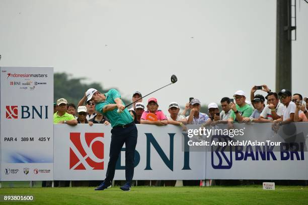 Justin Rose of England pictured during the round three of the 2017 Indonesian Masters at Royale Jakarta Golf Club on December 16, 2017 in Jakarta,...