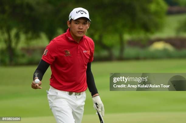 Phachara Khongwatmai of Thailand pictured during the round three of the 2017 Indonesian Masters at Royale Jakarta Golf Club on December 16, 2017 in...