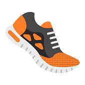 Running shoes flat icon, fitness and sport, gym sign vector graphics, a colorful solid pattern on a white background, eps 10.