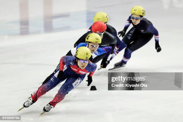 Yui Sakai competes in the Ladies' 500m Quarterfinal during day one of the 40th All Japan Short Track Speed Skating Championships at Nippon Gaishi...