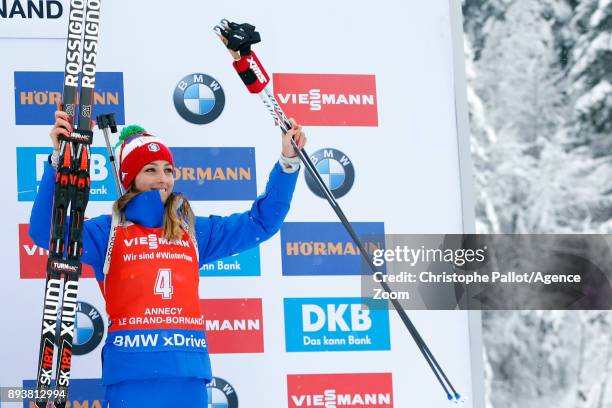 Lisa Vittozzi takes 3rd place during the IBU Biathlon World Cup Men's and Women's Pursuit on December 16, 2017 in Le Grand Bornand, France.