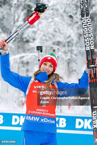 Lisa Vittozzi takes 3rd place during the IBU Biathlon World Cup Men's and Women's Pursuit on December 16, 2017 in Le Grand Bornand, France.