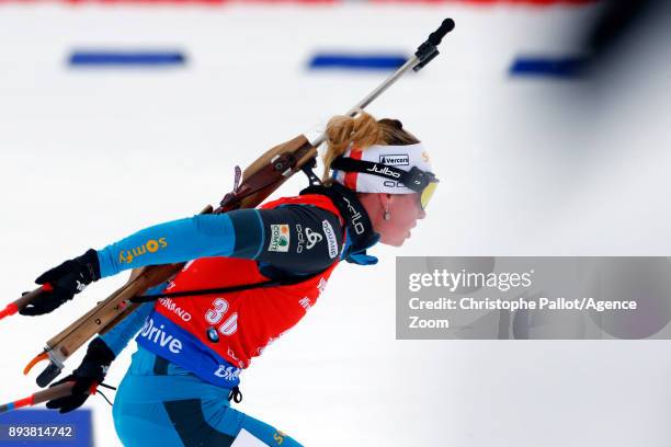Marie Dorin Habert of France in action during the IBU Biathlon World Cup Men's and Women's Pursuit on December 16, 2017 in Le Grand Bornand, France.