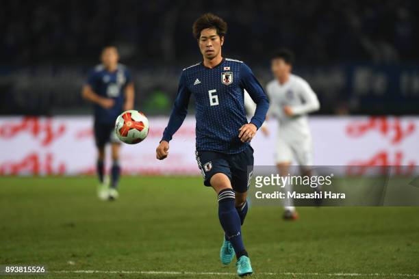 Genta Miura of Japan in action during the EAFF E-1 Men's Football Championship between Japan and South Korea at Ajinomoto Stadium on December 16,...