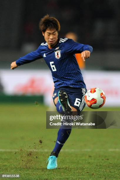 Genta Miura of Japan in action during the EAFF E-1 Men's Football Championship between Japan and South Korea at Ajinomoto Stadium on December 16,...