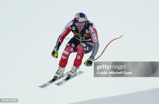 Erik Guay of Canada races down the Saslong Course during the Audi FIS Alpine Ski World Cup Men's Downhill race on December 16 2017 at Val Gardena,...