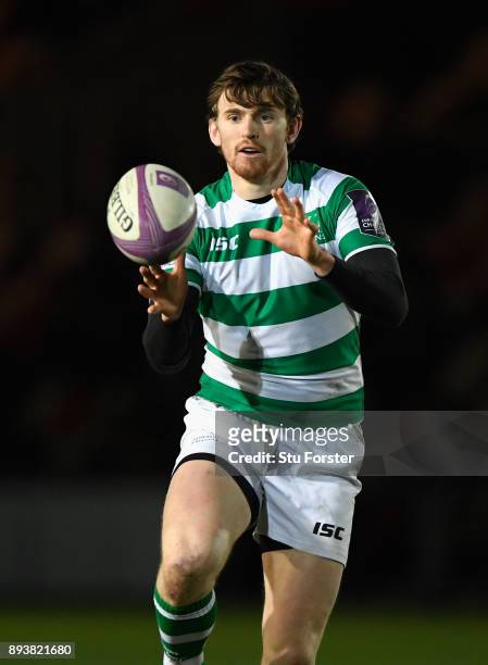 Falcons player Simon Hammersley in action during the European Rugby Challenge Cup match between the Dragons and Newcastle Falcons at Rodney Parade on...