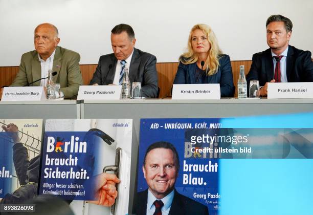 Berlin Alternative für Deutschland, Landtagswahlen, mit Spitzenkandidat Georg Pazderski, Roland Gläser, Hans-Joachim Berg, Kirstin Brinker und Frank...