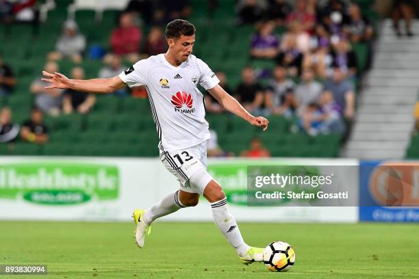 Marco Rossi of the Phoenix looks to pass the ball during the round 11 A-League match between the Perth Glory and the Wellington Phoenix at nib...