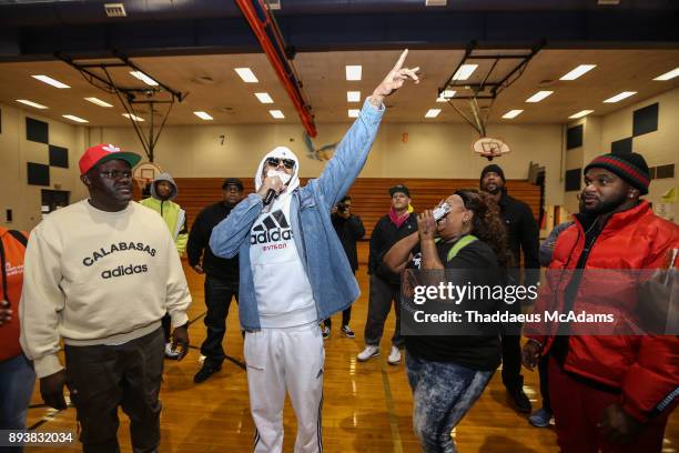 Chris Brown makes a surprise appearance and charitable donation on December 15, 2017 in Decatur, Georgia.