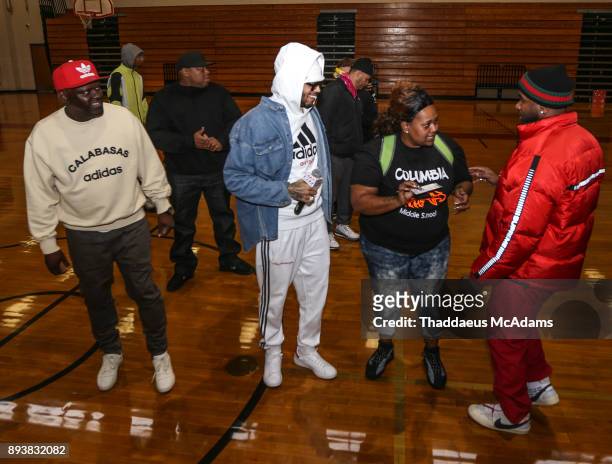 Chris Brown makes a surprise appearance and charitable donation on December 15, 2017 in Decatur, Georgia.