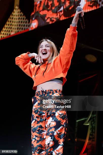 Julia Michaels performs during the Power 96.1 iHeartRadio Jingle Ball 2017 at Philips Arena on December 15, 2017 in Atlanta, Georgia.