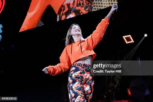 Julia Michaels performs during the Power 96.1 iHeartRadio Jingle Ball 2017 at Philips Arena on December 15, 2017 in Atlanta, Georgia.