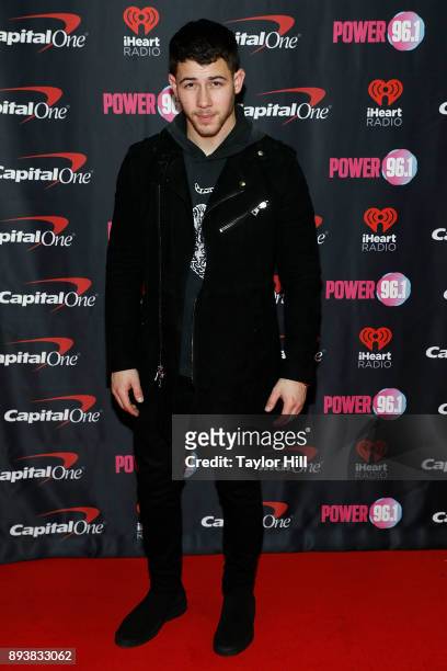 Nick Jonas attends the Power 96.1 iHeartRadio Jingle Ball 2017 at Philips Arena on December 15, 2017 in Atlanta, Georgia.