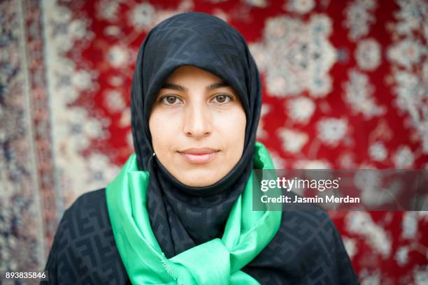 muslim woman portrait on street - arabic people ストックフォトと画像