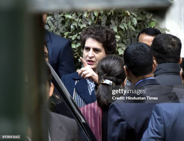 Priyanka Gandhi Vadra arrives during newly elected Congress president Rahul Gandhi's elevation to the top post in a grand elevation event held at the...