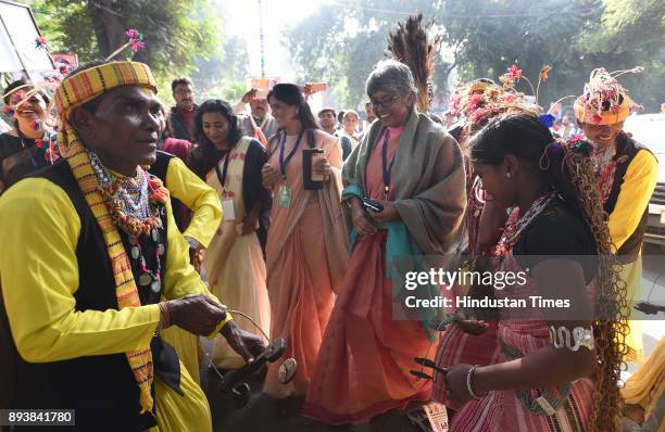 Congress supporters and workers celebrating during newly elected Congress president Rahul Gandhi's elevation to the top post in a grand elevation...